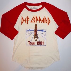 Def Leppard T Shirt Tour 1981 3/4 Sleeve